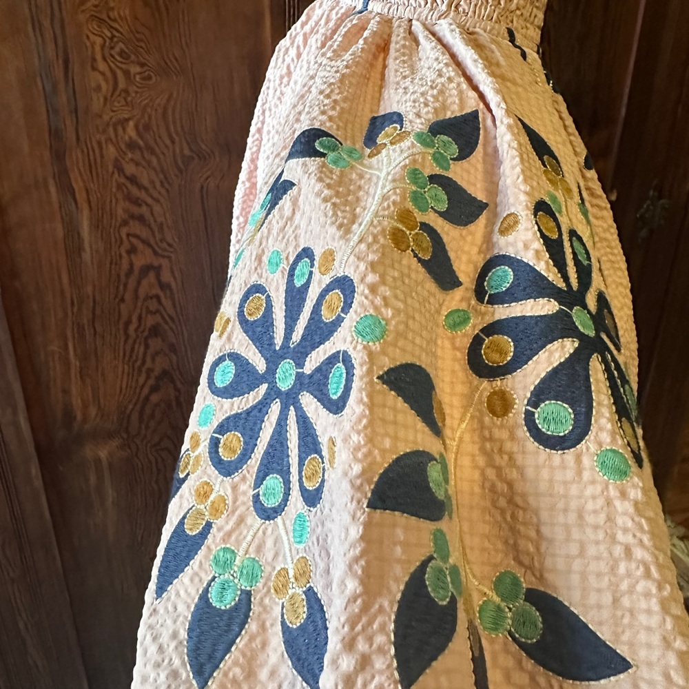 THML Blush Pink Embroidered Tunic with Navy & Teal Accents - Picture 5 of 6